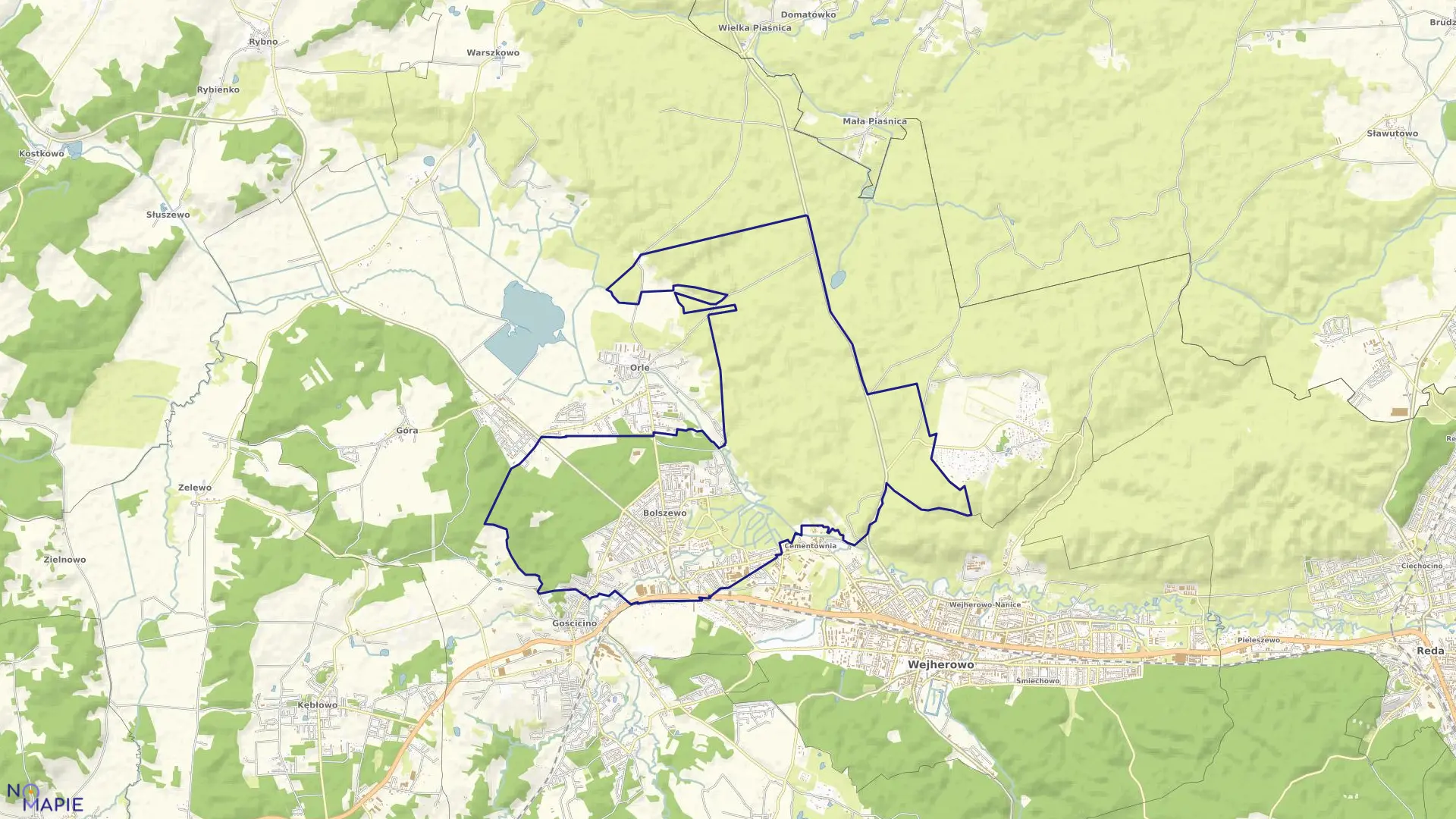 Mapa obrębu Bolszewo w gminie Wejherowo