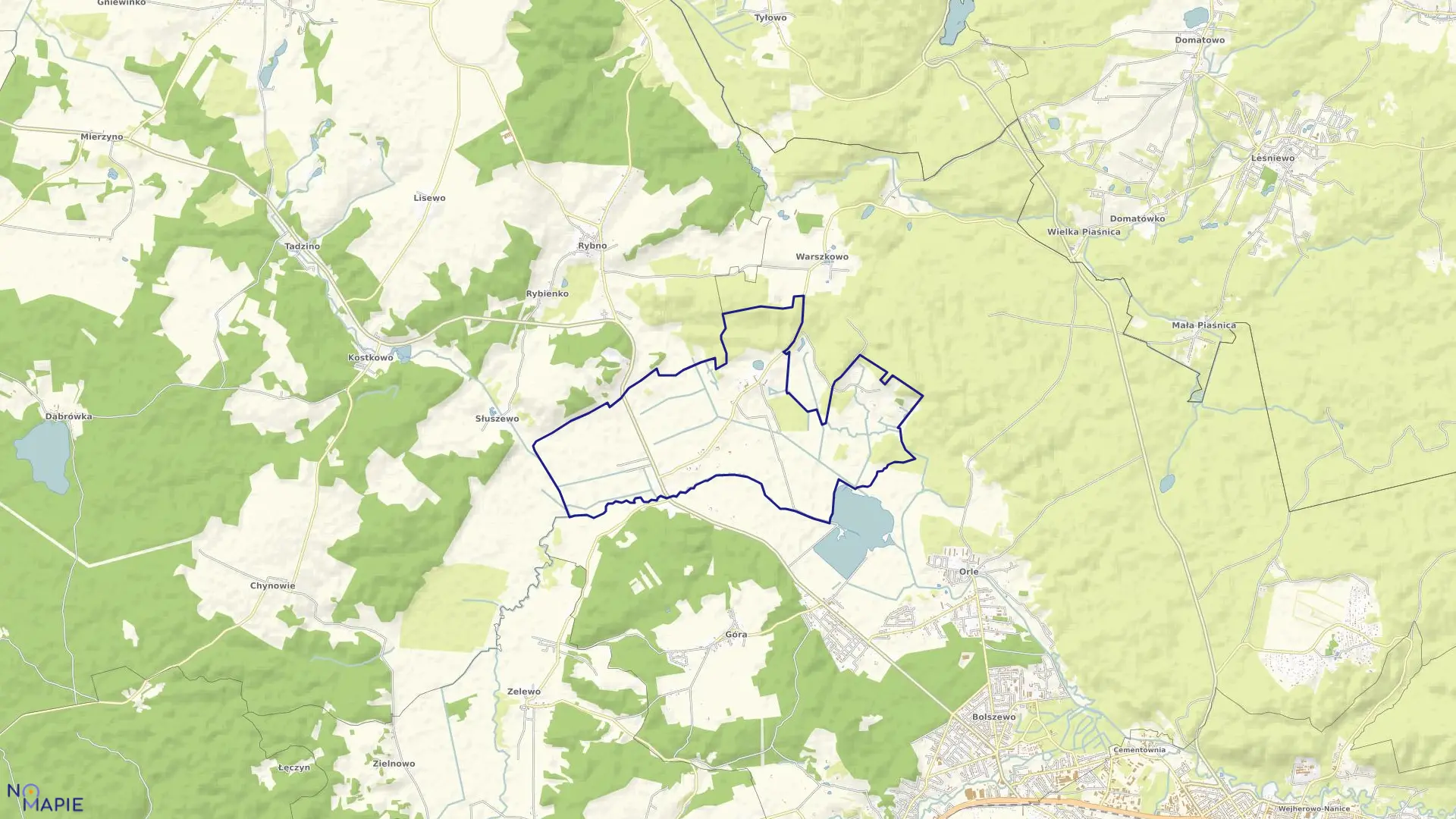 Mapa obrębu Kniewo w gminie Wejherowo