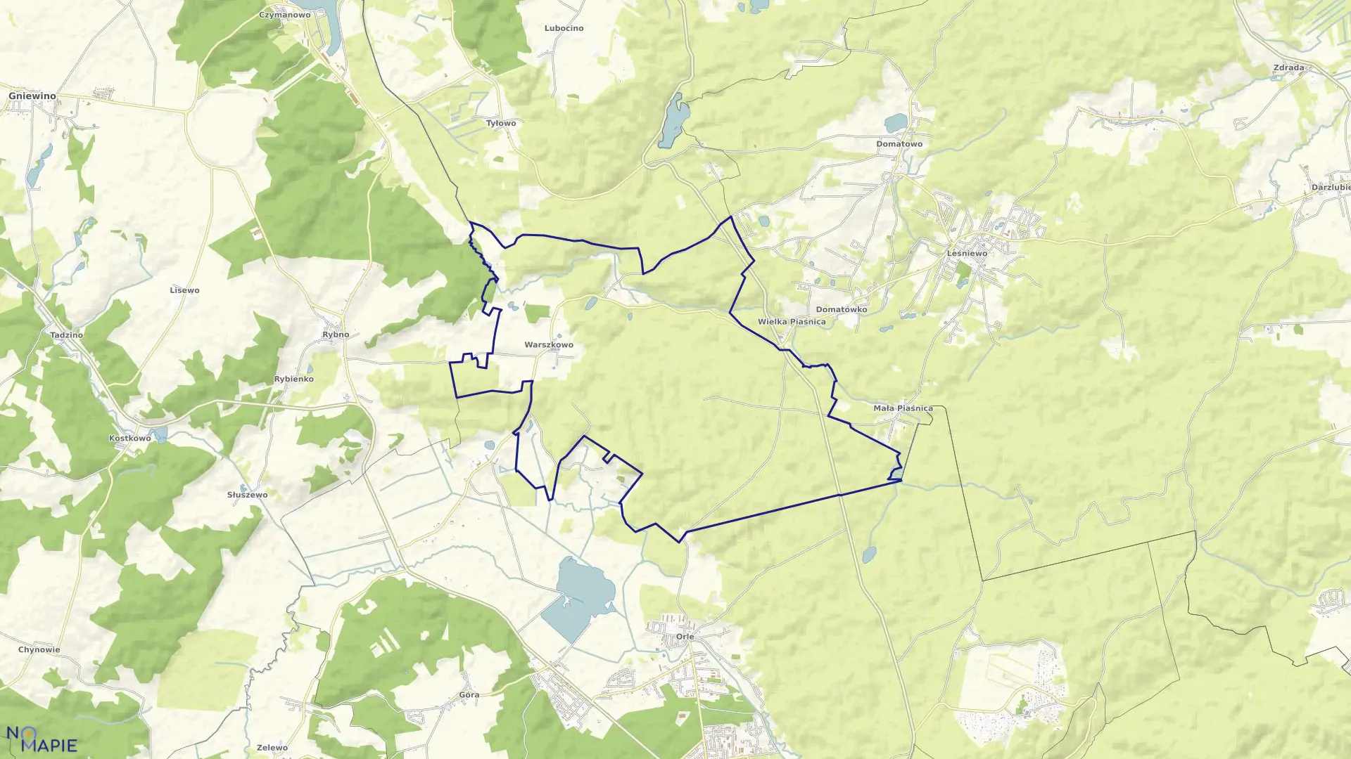 Mapa obrębu Warszkowo w gminie Wejherowo